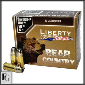 Liberty Bear Country 9mm +P Ammo 72gr 20ct LA-BC-9MM-082