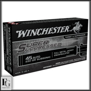 Winchester Super Suppressed 45 ACP Ammo 230gr FMJ-E Subsonic 50ct SUP45