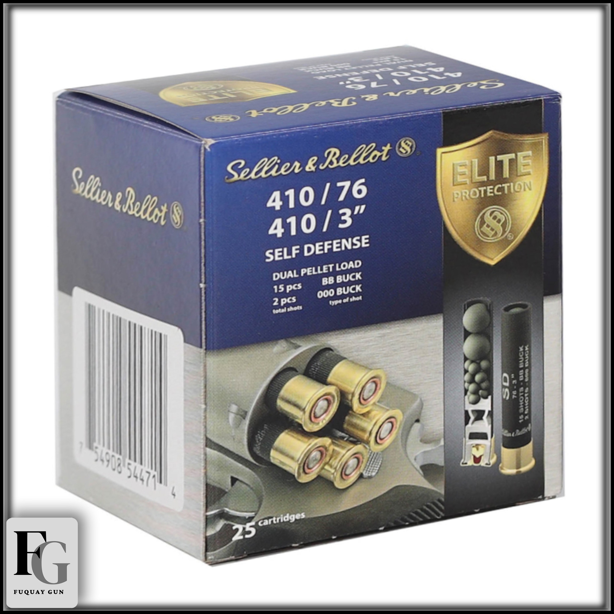 S&B Self Defense 3" 410 Ammo Dual Pellet Load 25ct SB410SDB